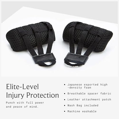 BOXRAW Boxing Knuckle Guards - Professional Knuckle Guards for Boxing & MMA - Padded Knuckle Protection with Wash Bag | Professional Knuckle Guards for Boxing, MMA & Muay Thai, Free Wash Bag, Durable & Breathable Protectors, Left & Right Pair - size: Medi
