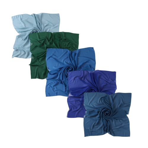 43 Inch Large Chiffon Square Hijab Hair Scarf for Muslim Shawls Headscarf for Women Bandana Turban Wrap Scarves - color: Haqing + Sapphire + Blue + Dark Green + Green