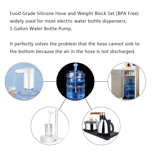 Silicone Hose with Weight Block, Replacement Tube for Water Bottle Pump 4ft | Food Grade Tube Replacement for Drinking Water Pump and Desktop Water Dispenser Hose, Fits Most USB 5 gallon Water Jug Pumps - size: 4 ft
