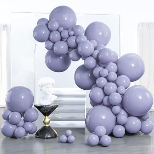 PartyWoo Dusty Blue Balloons 100pcs Boho Dusty Purple Muted Lavender Color - color: Blue-f16, size: 5/10/12/18 inch