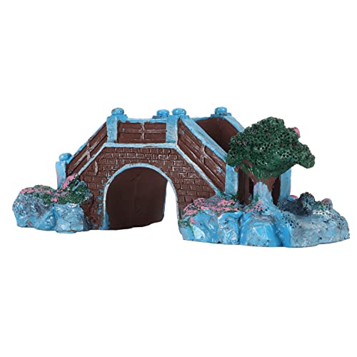 Fish Tank Arch Bridge Decor Resin Aquarium Ornament Simulation Brick Stone Design Miniature Landscape Hideout for Small Fish Shrimp 15cm