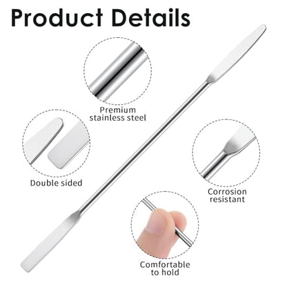 Molain 15 Pcs Small Metal Spatula, 6"Lab Spatula Double Ended Micro Spatulas Stainless Steel Mini Square/Round End for Mixing Cosmetics Kitchen Laboratories