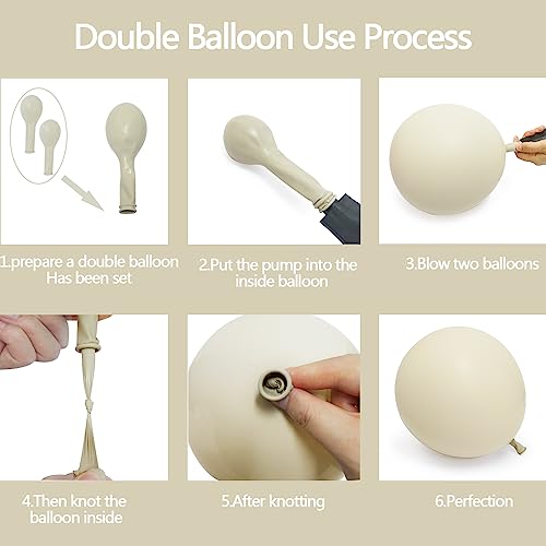 Double Stuffed White Sand Balloons Different Sizes 18In 12In 5In Light Grey Pastel Balloon Garland Kit Off White Balloon Arch For Birthday Baby Shower Bridal Wedding Neutral Boho Theme Party - color: Double Stuffed White Sand