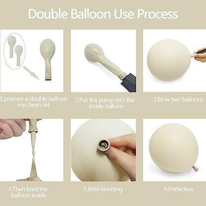 Double Stuffed White Sand Balloons Different Sizes 18In 12In 5In Light Grey Pastel Balloon Garland Kit Off White Balloon Arch For Birthday Baby Shower Bridal Wedding Neutral Boho Theme Party - color: Double Stuffed White Sand