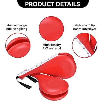 Taekwondo Kick Pad, Karate Martial Arts Training Equipment Kicking Target Pad, Double Strike Boxing Pad Punching Paddles for Kids Youth Adult Tae Kwon Do Karate Kickboxing, 15 x 7.5in, Red