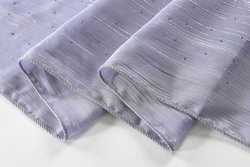 OurLore Chiffon Shawls Wraps for Women Sheer Glitter Scarf Sparkly Rhinestones Shoulder Sarong Cover Up Hijab for Wedding - color: Silver Gray