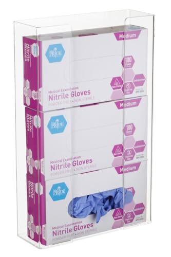AdirMed VivaEssentials Triple Glove Box Holder, Wall Mount or Free Standing Clear Acrylic Glove Holder - color: Clear, style: 3 Box Capacity