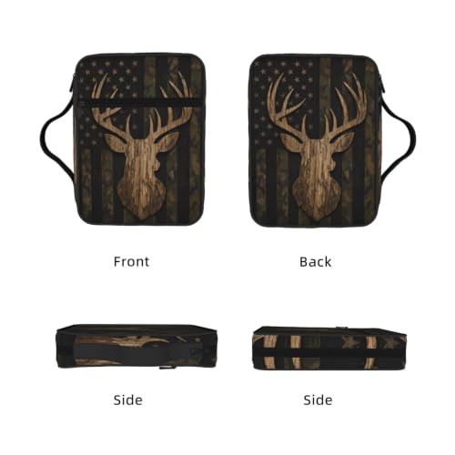 Camouflage Hunting Deer Bible Cover Case with Handle and Zippered Pocket - color: Camouflage Hunting Deer