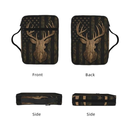 Camouflage Hunting Deer Bible Cover Case with Handle and Zippered Pocket - color: Camouflage Hunting Deer
