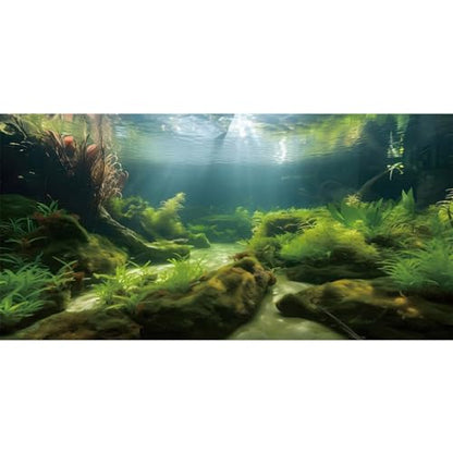 AWERT 24x12 inches Ocean Floor Aquatic Plants Aquarium Background Undersea Theme Aquarium Background Polyester Underwater Fish Tank Background - size: 24x12in/60x30cm