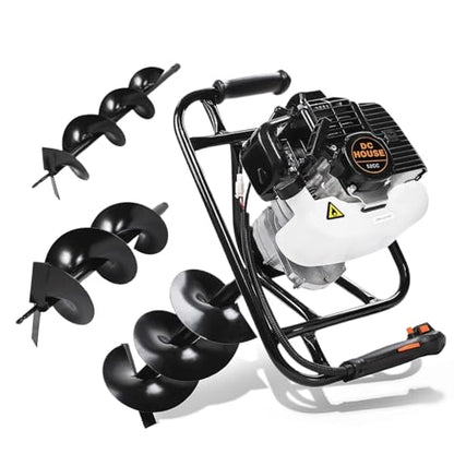 DC HOUSE 52cc 1800W Gas Powered Earth Auger EPA Certified Post Hole Digger, with 2 Drill Bits 6" 10", Mixing Ratio 30:1, for Fence, Farmland and Garden - size: 52cc+2 bit(6“10”)