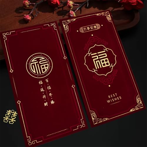 Red Envelopes,20pcs Lucky Money Envelopes New Year Envelop Cash Card Gift Envelop Velvet Hong Bao for Spring Festival Wedding Birthday Party