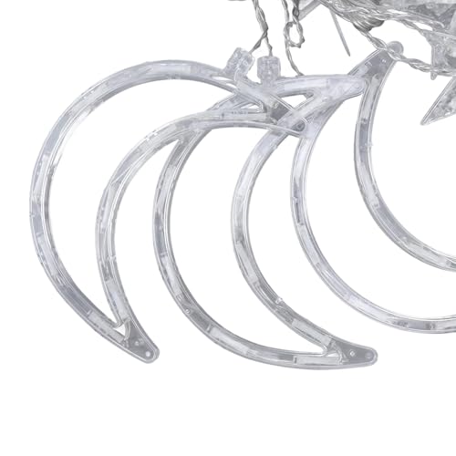 11.48ft Star Moon Curtain String Lights Waterproof 126 LED Fairy Starry String Lights for Wedding, Christmas, Party, Bedroom, Ramadan Decor Battery Operated, Warm White