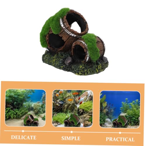 Broken Barrel Aquarium Decoration Resin Fish Tank Ornament Betta Fish Cave Hideout Reptile Tank Decorative Shelter for Shrimp