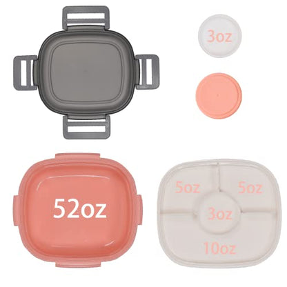 Freshmage Salad Container for Lunch with Ice Pack, Leakproof BPA-Free 52-oz Lunch Container with 4 Compartments, Salad for Men, Women (Pink+Ice Pack) - color: Pink-52oz+Ice Pack