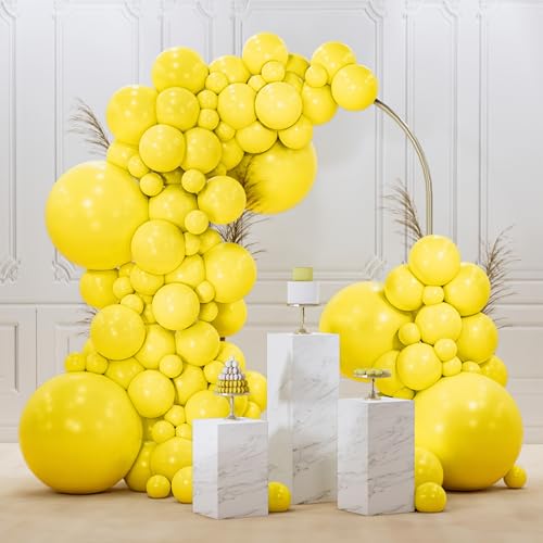 PartyWoo Yellow Balloons 145pcs Different Sizes of 18 12 10 5 Inch Matte Yellow Latex Balloon Arch Kit Garland for Easter Bee Baby Shower Sunflower Birthday Graduation Party Decorations Yellow-Y55 - color: Yellow-y55