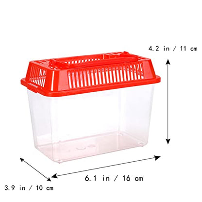 Mipcase Portable Fish Tank for Travel Mini Plastic Fish Carrier Handle for Turtle Gold Fish - color: Red