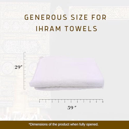 Islamic Men's Ihram Set for Hajj Umrah 100% Cotton umrah Towel with Belt Kufi and Tawaf Beads for Muslim Men 43X86 inch (110 x 220 cm)