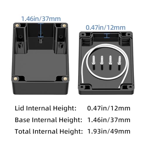 Project Box ABS Plastic IP66 Waterproof Dustproof DIY Junction Box Black 4.53 x 3.54 x 2.17 inch (115 x 90 x 55mm)(Pack of 1)