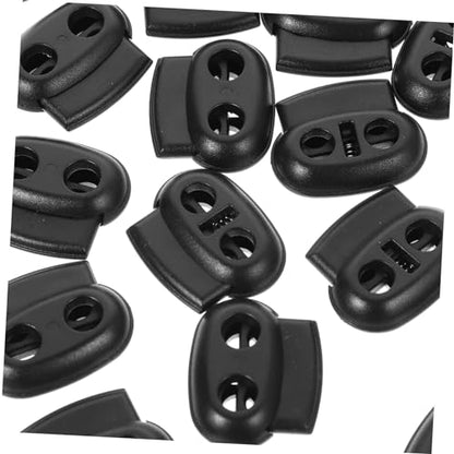 SEWACC 20pcs Plastic Cord Lock Double Hole Threading Buckle for Backpacks Luggage Outdoor Gear Lightweight Design Black - size: 20pcs