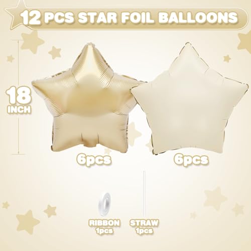 White Gold Star Foil Balloons,12Pcs 18Inch Star Shaped Balloons - color: White Gold
