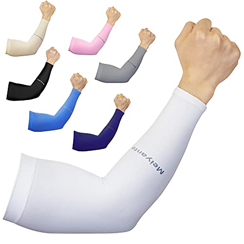 Cooling Arm Sleeves for Men & Women, UPF 50+ UV Protection - color: White-wrist
