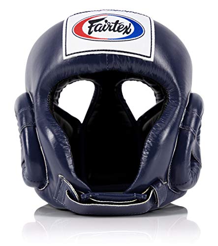 Fairtex Full Head Guard | Premium Handcrafted Headgear with 3-Layer Padding| Lightweight | Sleek Design for Optimal Movement | Extra Protection | Secure Fit with Adjustable Straps - color: Blue, size: Large