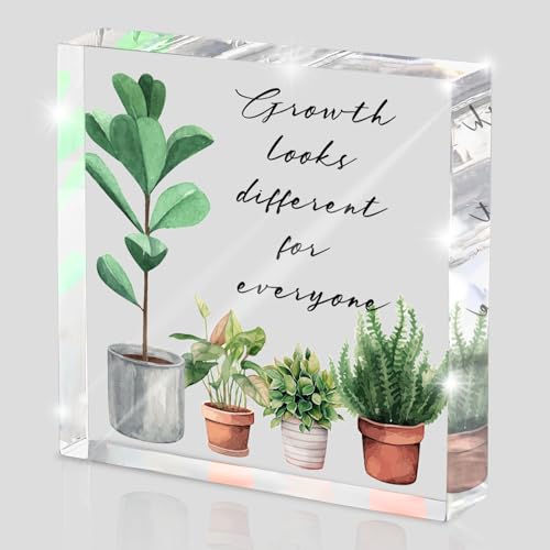 Inspirational Decor - Growth Looks Different for Everyone- Plant Motivational Acrylic Sign for Home Bedroom Office Desk Table Decor, Appreciation Gifts for Employee Leader Boss Coworker Teacher，Bosses Day Gifts - style: growth