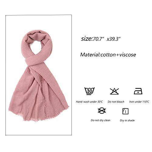 EVQ Soft Cotton Hemp Scarf Wrap Long Hijab Scarves for Women - color: Black+white+skin Pink