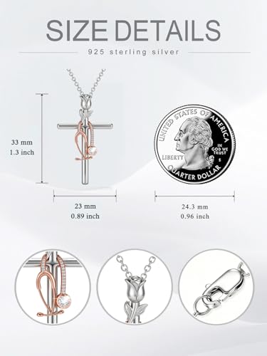 Graduation Gifts for Women 925 Sterling Silver Compass/Graduation/Vet/Cross/Stethoscope Necklace for Women - color: Cross-Stethoscope