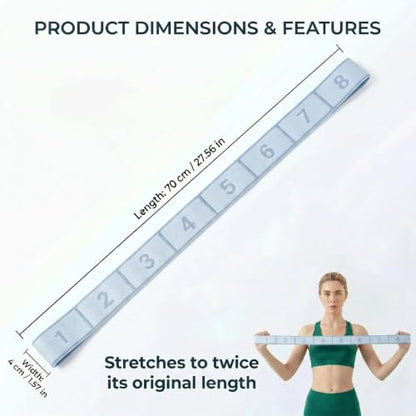 Resistance Bands for Legs: 8-Section Stretching Strap Yoga Strap with Loops | Stretch Bands for Exercise, Elastic Band Stretch Strap for Glutes Physical Therapy, Dance Flexibility Home Pilates Equipment - color: Blue