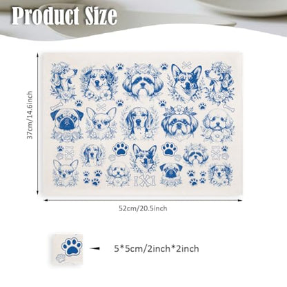 SUPERDANT 5PCS Dogs Underglaze Paper Transfer Floral Dog Transfer Papers for Clay Ceramic Porcelain Under Glaze Transfers for Pottery Enamel Decals Blue Decal Handcrafted Gifts - style: Flower with dog