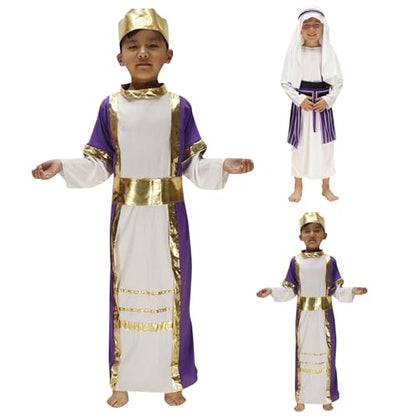 Kids Muslim Thobe Boys Arab Thobe Ethnic Ramadan Islamic Clothing Long Sleeve Arabic Prayer Kaftan Eid Trendy Maxi Dresses - color: White, size: 8-10 Years