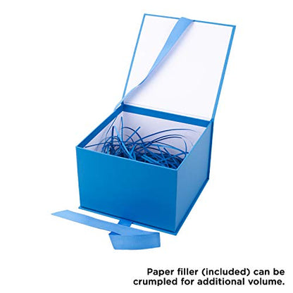 Hallmark Medium Gift Box with Lid and Shredded Paper Fill (Blue 7 inch Box) for Birthdays, Graduations, Anniversaries, Father's Day, Christmas, Valentine's Day, All Occasion - color: Blue, size: Pack of 1