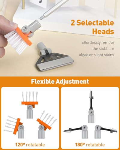 Pawfly Aquarium Algae Scraper Cleaner Fish Tank Brush with 5 Stainless Steel Blades, 26 Inch Aquarium Glass Scraper Aquarium Cleaning Tool