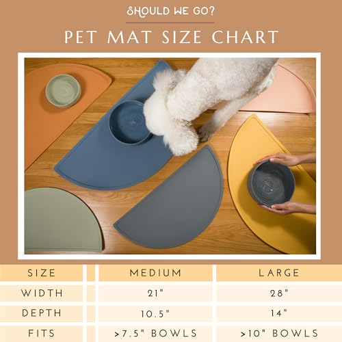 Waterproof Silicone Dog Food Mat – Large Size Non-Slip Pet Bowl Mat, Raised Edge Design, Easy-to-Clean Pet Food Placemat for Dog & Cat Bowls, 28" Across x 14" Deep - Spruce - color: Spruce, size: Large