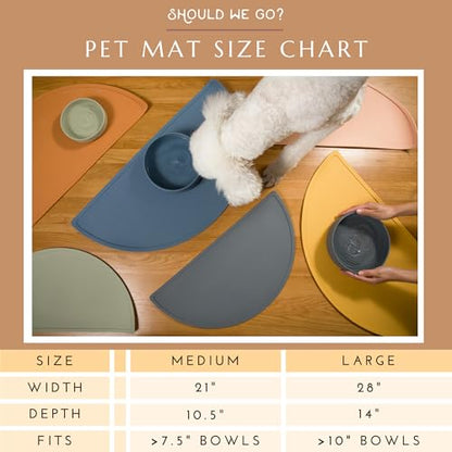 Waterproof Silicone Dog Food Mat – Large Size Non-Slip Pet Bowl Mat, Raised Edge Design, Easy-to-Clean Pet Food Placemat for Dog & Cat Bowls, 28" Across x 14" Deep - Spruce - color: Spruce, size: Large