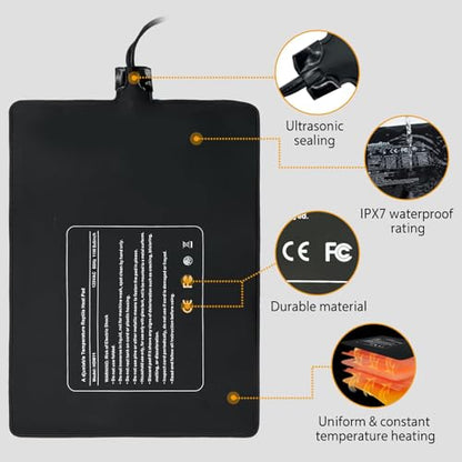 Hamiledyi Reptile Heating Pad 23W, Waterproof Under Tank Heater Mat 8x12 Inch for 30-40 Gallon Terrariums, Safe Heat Mat for Bearded Dragons, Leopard Geckos, Hermit Crabs, Snakes & Lizards