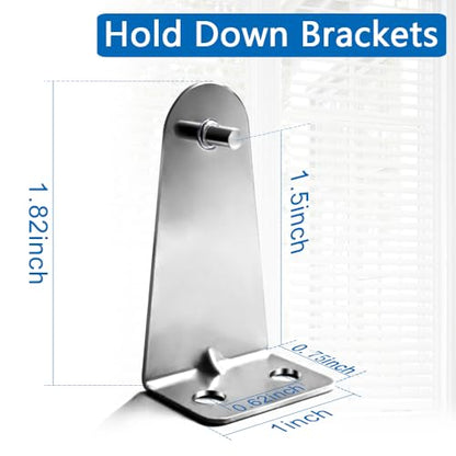 8pcs Metal Blinds Hold Down Brackets, Silver Door Blinds Bottom Bracket, Blind Bottom Rail Hold Clips with Screws for Horizontal Blinds Shades Windows Doors