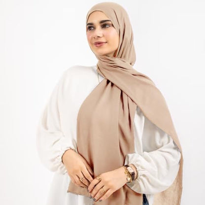 Non-see-through Premium Jersey Maxi Hijab Head Scarf Wrap for Muslim Women - color: Beige