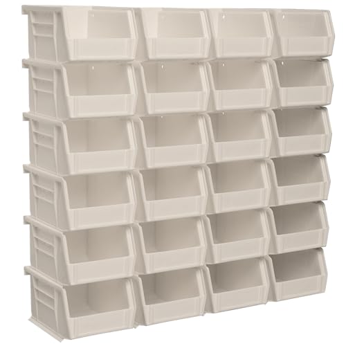 Akro-Mils 30210 AkroBins Plastic Storage Bins, 5"x4"x3", Stone, 24-Pack | Space-Saving Stackable Bins for Garage, Pantry, Craft Organization - color: Stone