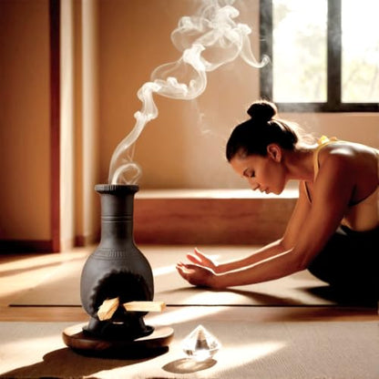 Sage & Palo Santo Sticks Holder for Incense Cones,Tabletop Incense Burner - color: Mexican Palo Santo Holde-black