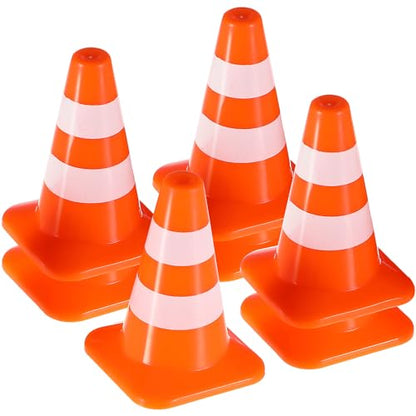 STOBOK 14Pcs Mini Traffic Cones Small Cones Tiny Simulation Road Parking Signs Plastic Traffic Roadblock Toy Educational Construction Party Favors for Kids