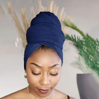 Hijab Scarf for Women Soft Muslim Hijabs Head Wrap Scarves Fashion Long Hair Shawls Stretchy Muslin Headscarf - color: Navy Blue Hijab Scarf for Women