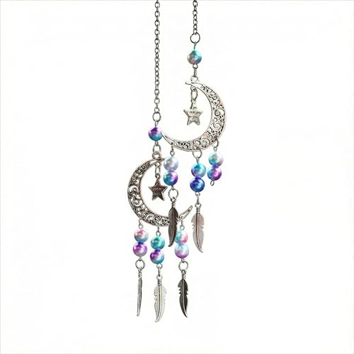 Car Charm,Beautiful Moon Car Rear-View Mirror Pendant，car Mirror Hanging Accessories - color: Silver