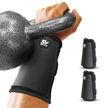 Sylong Kettlebell Wrist & Forearm Guards, 5/16 inch (8mm) Maximum Protection Layer, Effective Shock Absorption Without Restricting Movement (2-pack) - size: M