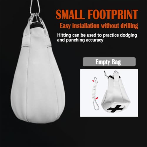 Speed Ball Punching Bag Leather, Folding Heavy Duty Boxing Punching Bag with Hanging Rope, Muay Thai Training Punch Dodge for Home Gym, Adult Boxing Training Equipment - color: Black