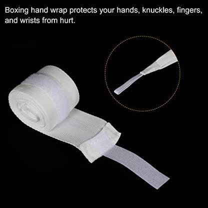 PATIKIL Boxing Hand Wrap Elastic Martial Arts Fist Bandages for Thai Kickboxing - color: White