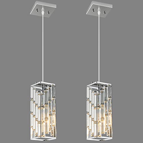 Chrome Pendant Lighting Modern Pendant Light, Mini Crystal Chandeliers,Adjustable Pendant Light Fixture for Kitchen Island Dinning Room Bedroom (2 Pack) - color: Chrome, size: 2-pack