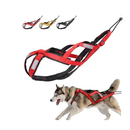 Dog Sled Harness Waterproof Nylon with Reflective Strips Durable Running Harness for Large Dogs (Red, XXL) - color: Red, size: XXL